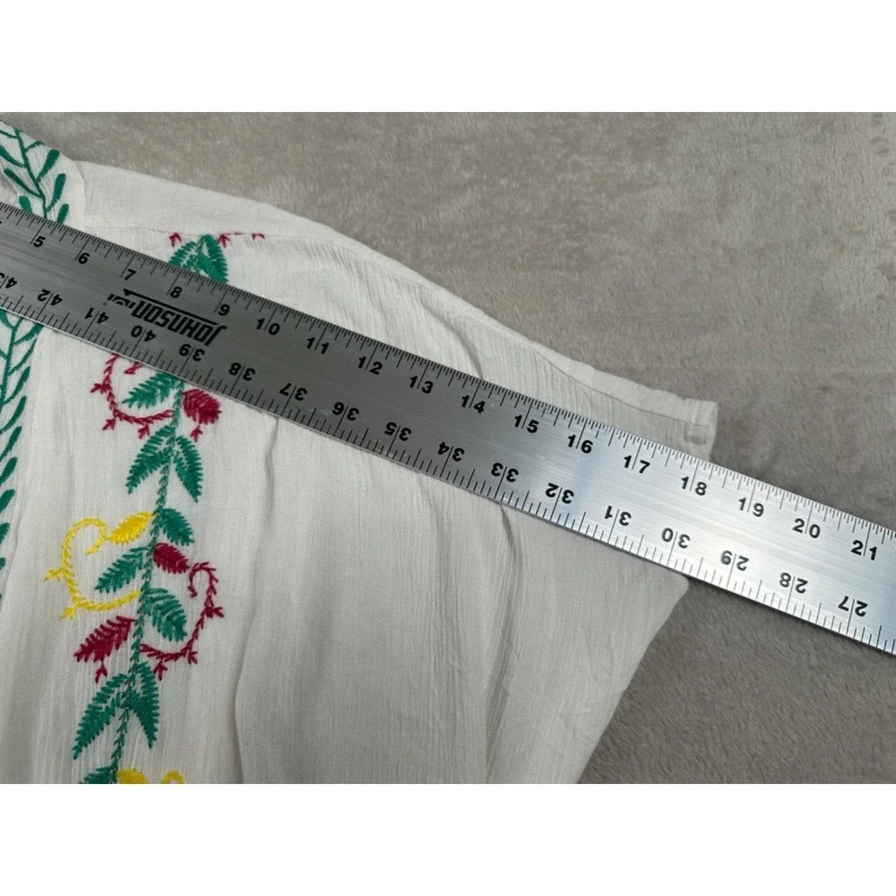 Curations Womens White Embroidered Dress Cover Up Short Sleeve Wrap Tie Size 2X - Picture 4 of 9